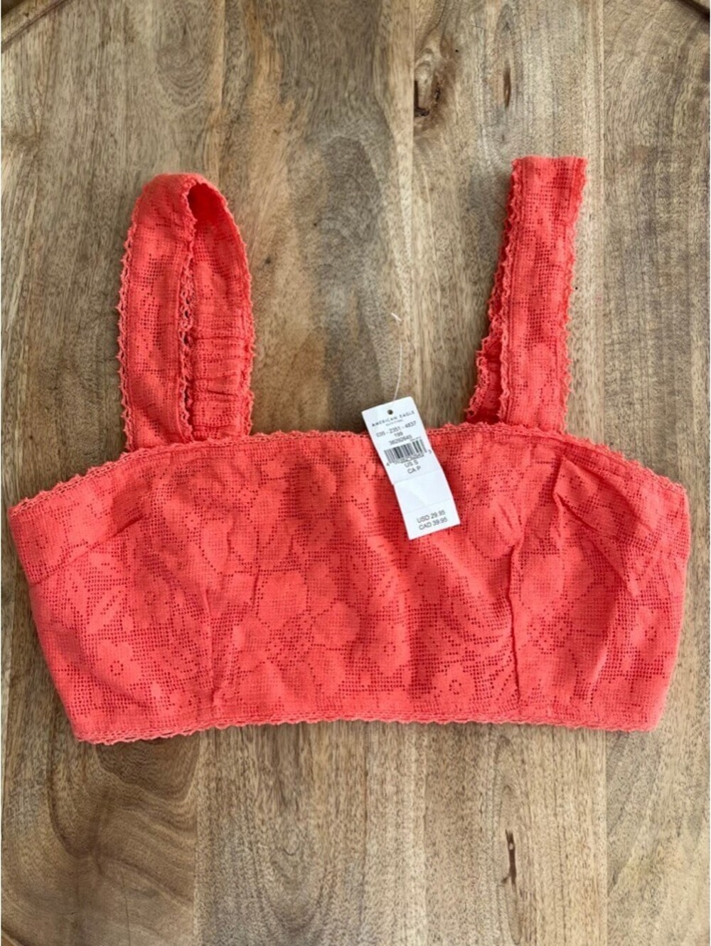 NWT American Eagle Coral Bandeau Top Women's Size Small Boho Coquette Lounge